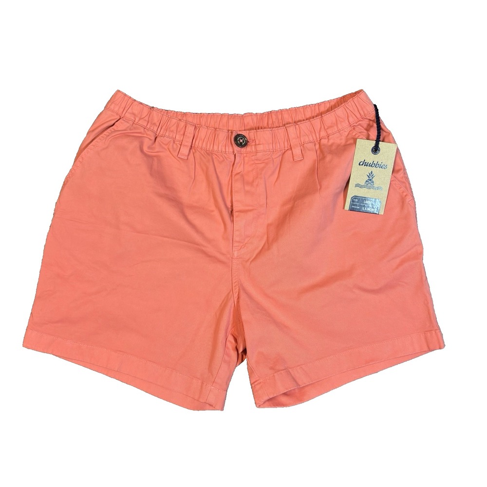 Chubbies Men's Size Large Orange Original Fit 5.5" Inseam Chino Shorts NWT